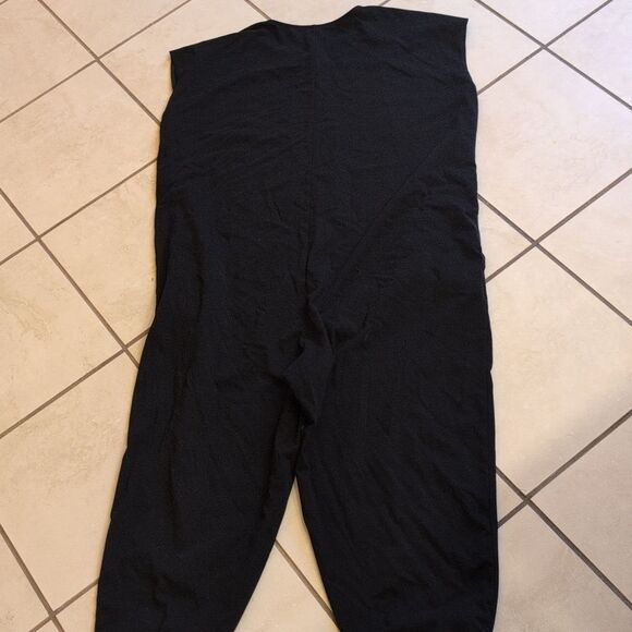 Eileen Fisher Black Cap Sleeve Zip Front Ponte Lantern Jumpsuit Size L - Picture 3 of 10